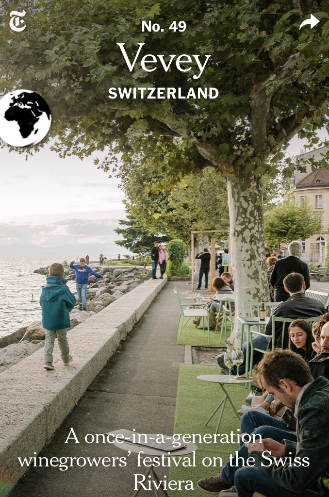 Vevey tient une bonne place dans le cœur du New-York Times